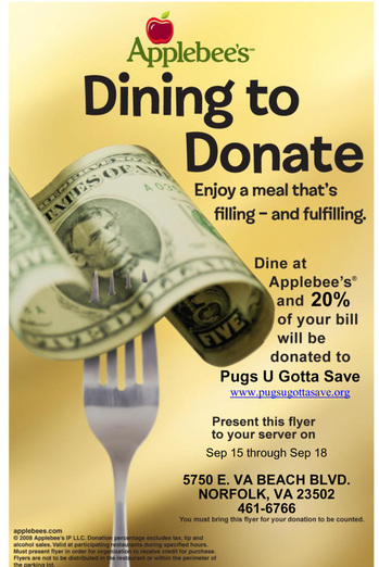 Applebee's Neighborhood Grill and Bar Dining to Donate to PUGS