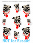 Printable Winter Holiday Pug Dog Art Cutouts