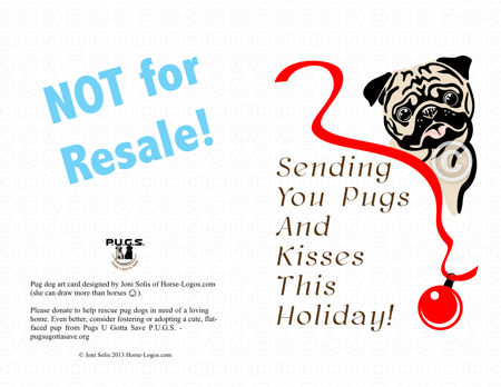 Printable Holiday Pug Dog Art Card - Click Image to Close